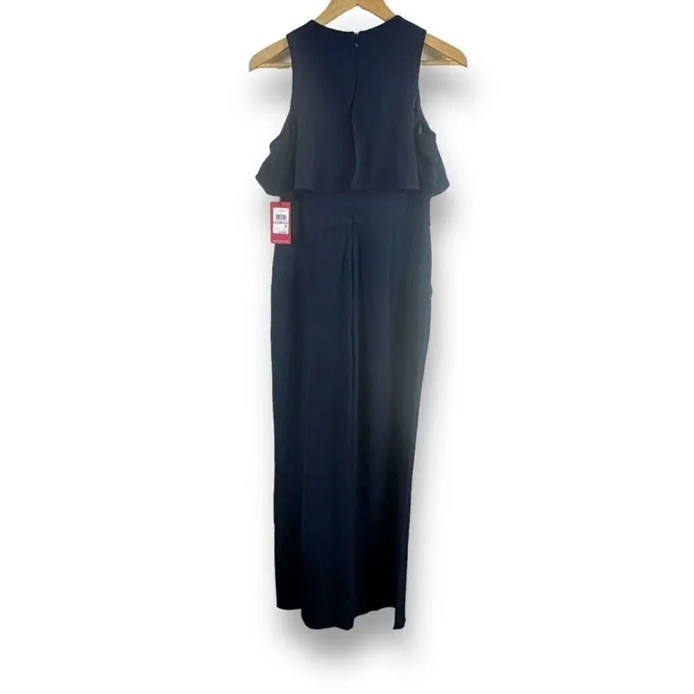 Vince Camuto Women's 6 Petite Blouson Tier‎ Jumpsuit Navy Blue Semi Formal New